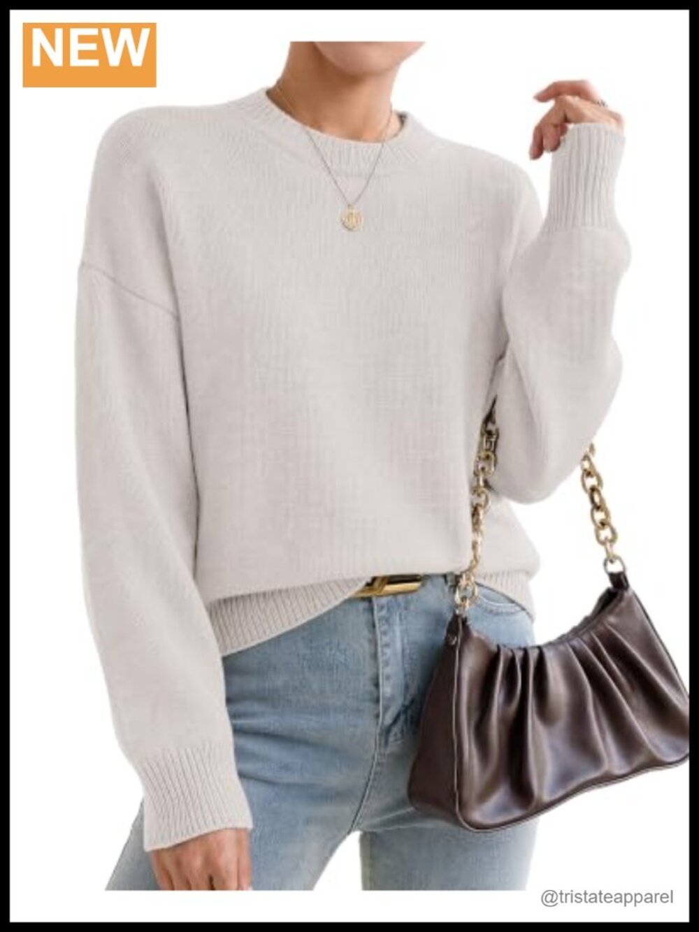 Oversized Cashmere Crewneck Pullover Sweater Women Loose Fit Cozy